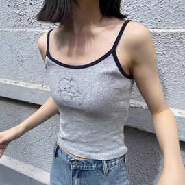 BM风美式复古甜辣显瘦短款外穿上衣bm灰色天使抱抱纯欲吊带背心女