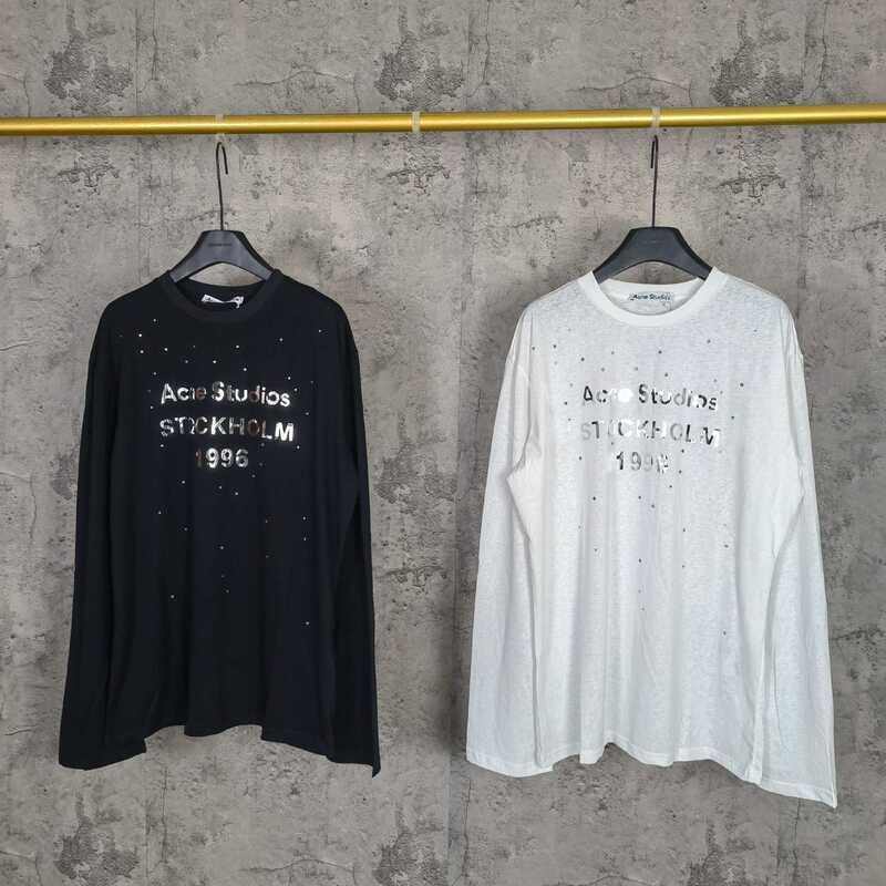 25Fall New North American Limited Edition Ac1996 Series Laser Silver Plated Rhinestone Long-Sleeve Round-Neck T-Shirt for Men and Women