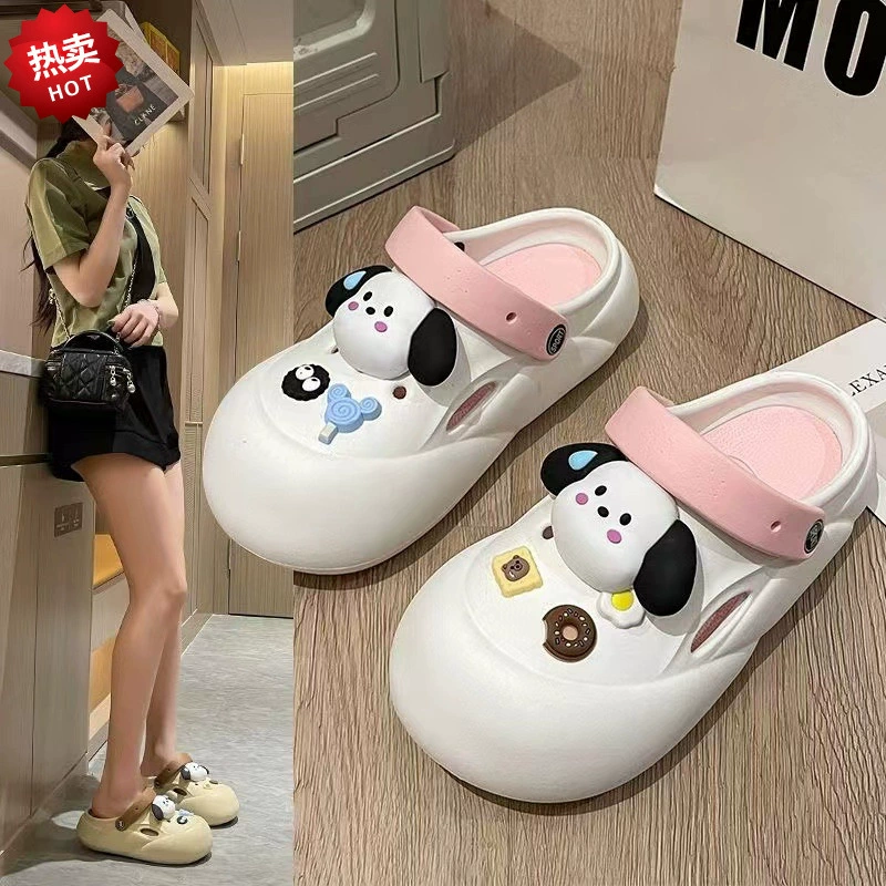 Спотовые туфли с толстой подошной дырочкой для летнего ношения 2024 новый дом увеличивает противоскользящие и неприятные запахи и износостойкие холодные тапочки для женщин