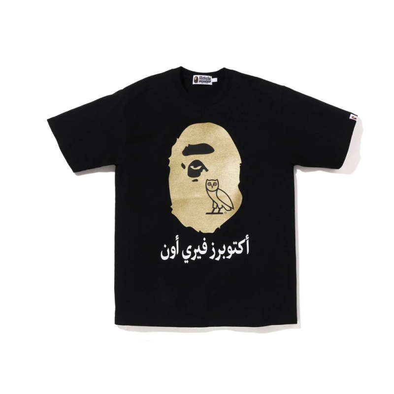 230g double yarn cotton BAPE × OVO joint street ape head spring and summer T-shirt men's and women's letter printed loose short sleeve