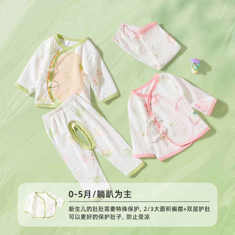 Ropa de bebé recién nacido verano 0 pijamas de marzo delgado dividido manga larga y ropa de verano para bebés recién nacidos