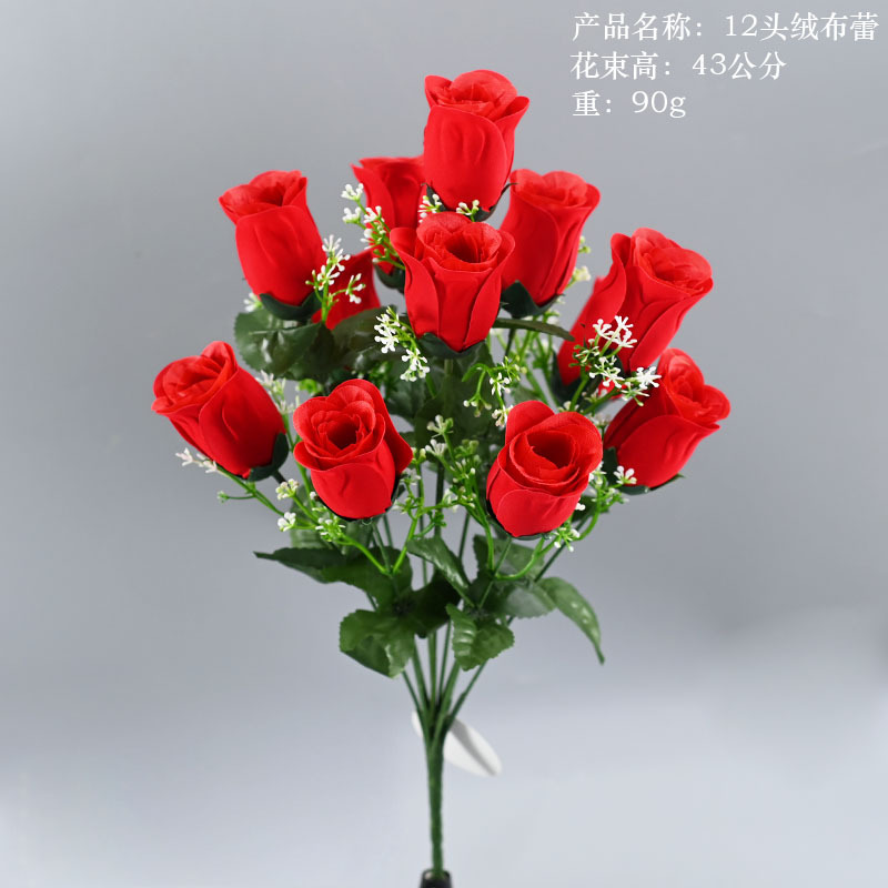 Fabricantes de artesanías de pantalla al por mayor de flores de rosa simuladas personalizadas flores de rosa de tela de terciopelo flores de boda simuladas flores