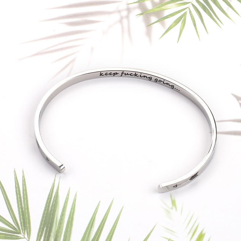 Fashion Letter Titanium Steel Polishing Bangle