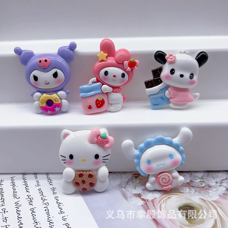 Factory Direct Supply Sanrio DIY Cream Glue Mobile Phone Case Refrigerator Magnet Keychain Hole Shoes Hair Accessories Resin Accessories
