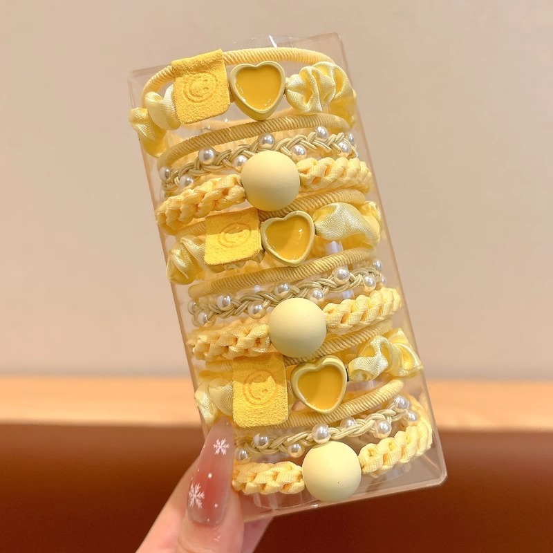 奶咖色爱心发圈女新款高弹力耐用发绳扎头发橡皮筋高马尾头绳发饰|undefined