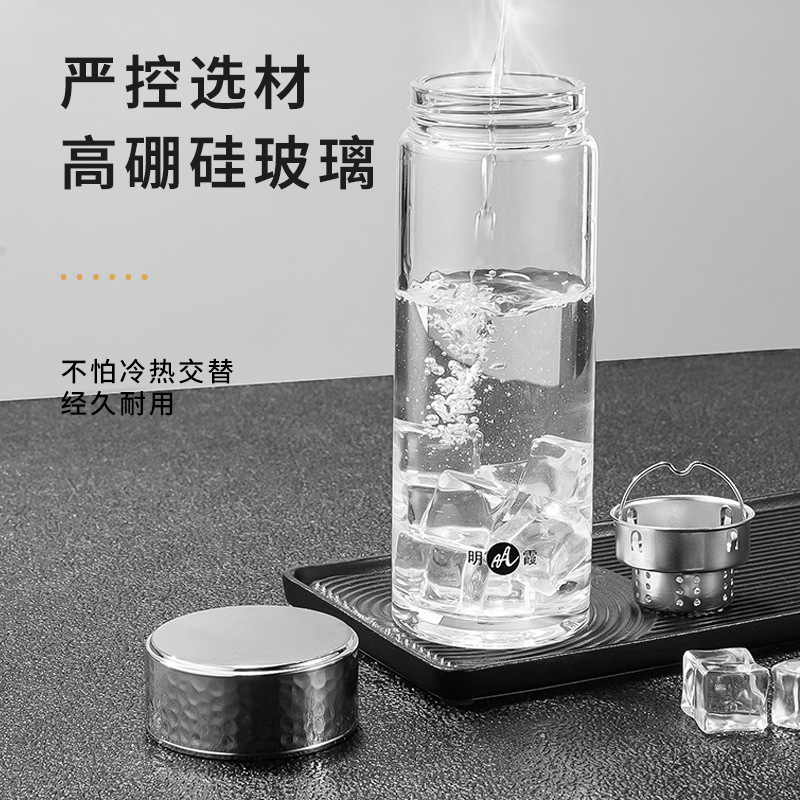 明霞グラス二重厚さ高ホウ素シリコン泡茶コップ携帯耐高温事務カップギフトカップ卸売り|undefined