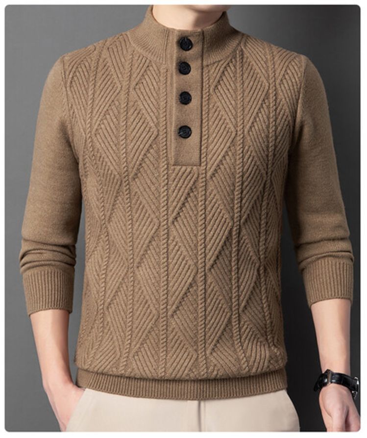 Camisa de punto transfronteriza suéter de hombre otoño y invierno nuevo estilo de hombre calentamiento camisa jacquard moda de comercio exterior chaqueta de hombre