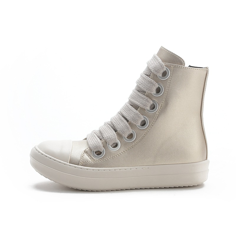 24 Frühling und Herbst Neue europäische und amerikanische grenzüberschreitende Paar High Top Schuhe Dicke Unterseite Schnürung Seitlicher Reißverschluss Damenschuhe_voghion.com