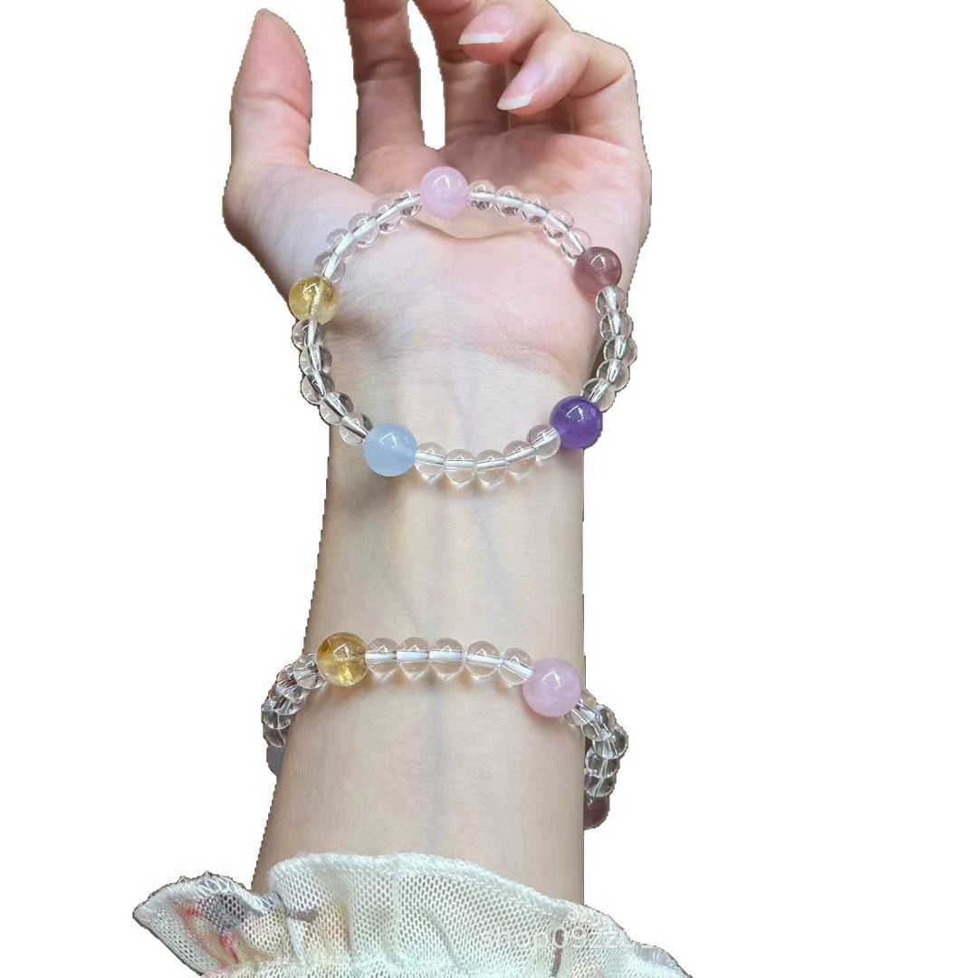 Organic crystal with amethyst, bracelet, chain, simple and elegant design, light luxury style