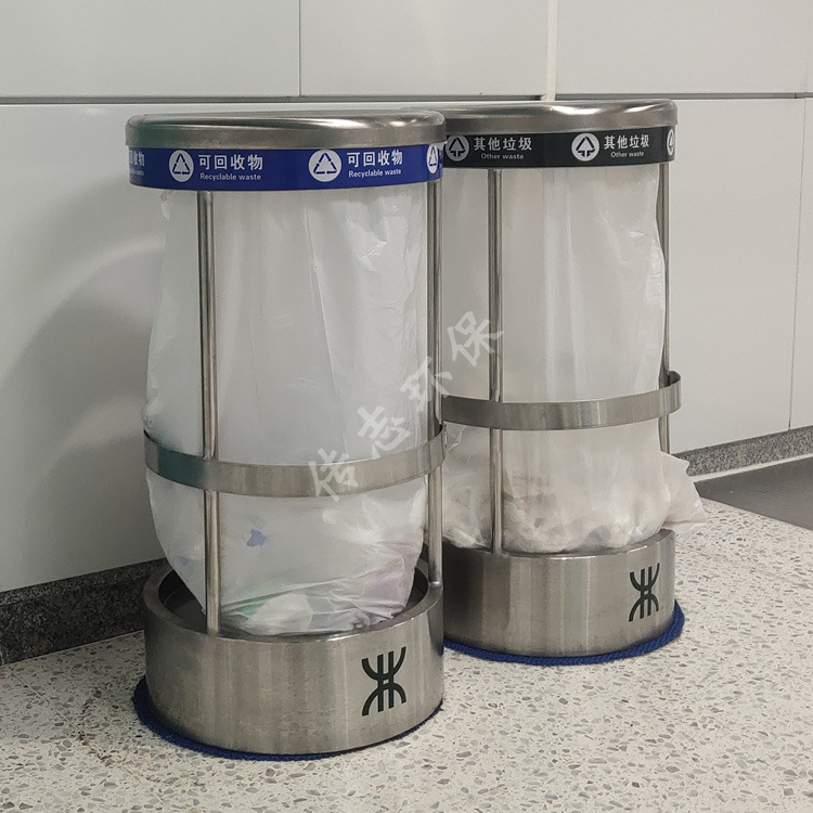 深圳地铁站垃圾桶透明不锈钢果皮箱厂家圆柱形轨道交通防爆桶