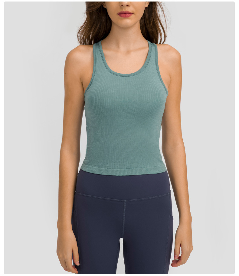 high-elastic round neck tight solid color yoga vest (multicolor) NSDQF127244