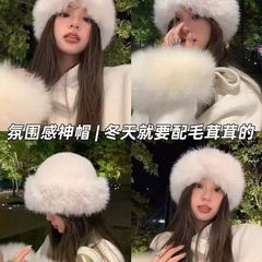 秋冬毛绒韩系毛绒帽女款仿貂绒加厚保暖蒙古帽百搭包头护耳雷锋帽