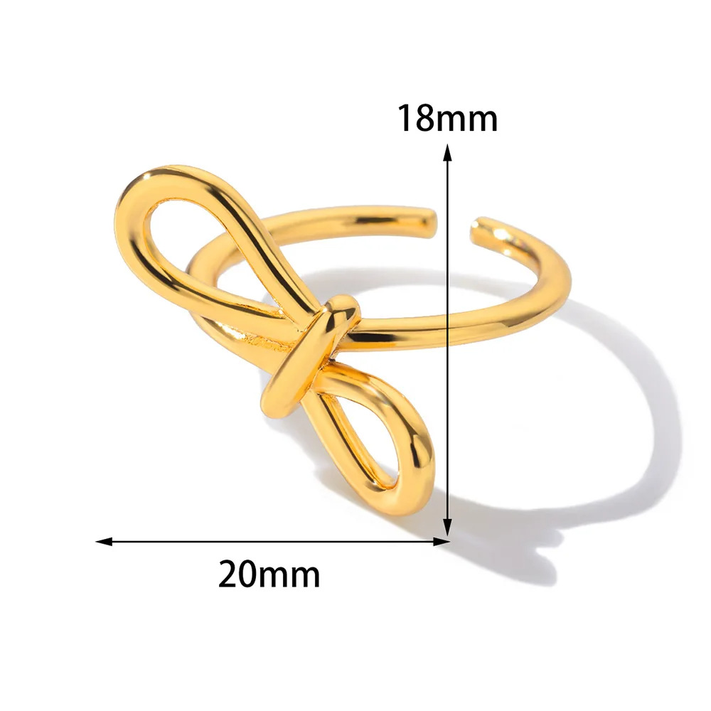 5g Weight 0.03µm-0.05µm Gold Plating Thickness PVD Coated Gold Plating Process 18K Real Gold Plated Plating Material Stone-Free Inlay Material Open Rings Classification 1 Piece Quantity Holiday, Daily Occasion 304 Stainless Steel Material Bow Knot Pattern All Seasons Season Women's Gender Vacation, Simple Style Style Waterproof Non Tarnish Craft PVD Coated Real Gold Plated Bow Knot 304 Stainless Steel Vacation Simple Style Waterproof Non Tarnish Open Rings 16