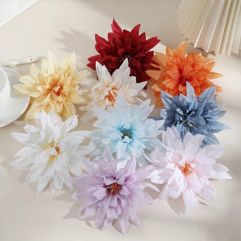 Dahlia Flower Heads, Artificial Flowers, Handmade DIY Artificial Flower Materials, Accessories, Ornaments, Silk Flower Accessories, Holiday Decorations