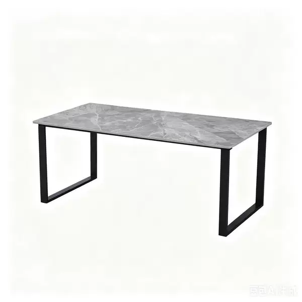Modern minimalist vertical stripe iron art rock slab coffee table, rectangular rock slab living room tea table