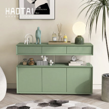 意式极简烤漆悬浮感餐边柜简约现代入户门厅玄关柜实木收纳储物柜