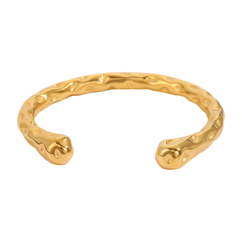 Pulsera de acero de titanio para mujer, sentido de alta gama, pulsera retro europea y americana que no se desvanece, oro de arena, apertura, circón, joyería de pulsera de acero inoxidable image 43