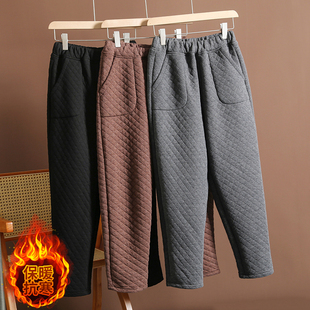 Clearance check counter big brand tail goods retro rhombus plume cotton pants women's outer wear autumn and winter casual warm silk cotton pants