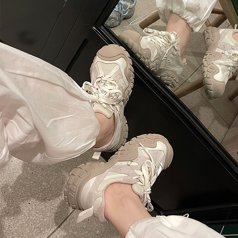 真皮丑萌老爹鞋女2025夏季新款透气户外徒步运动登山爬山跑步鞋女|undefined