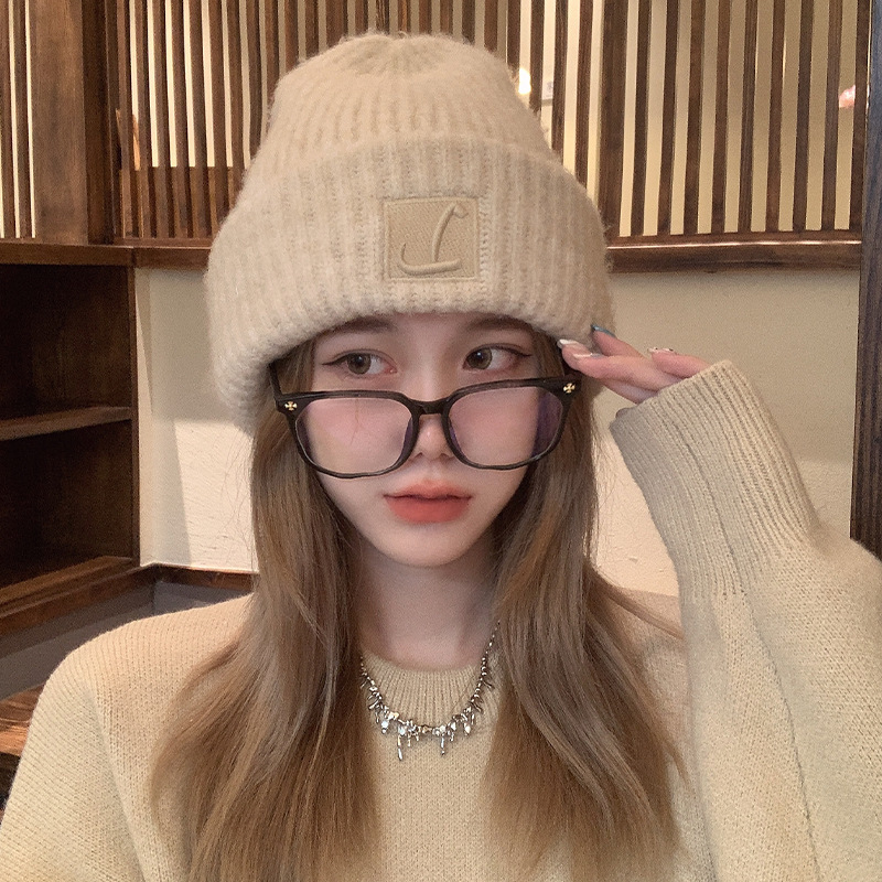 Knitted Thick Woolen Hat for Women in Autumn and Winter 2025 New Warm Big Head Circumference Showing Face Small Cold Hat Ear Protection Pile Hat