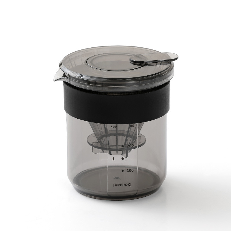 Set de cafetera de lavado de mano viaje portátil camping con escala 3 en 1 taza de filtro de café refrigerador al aire libre