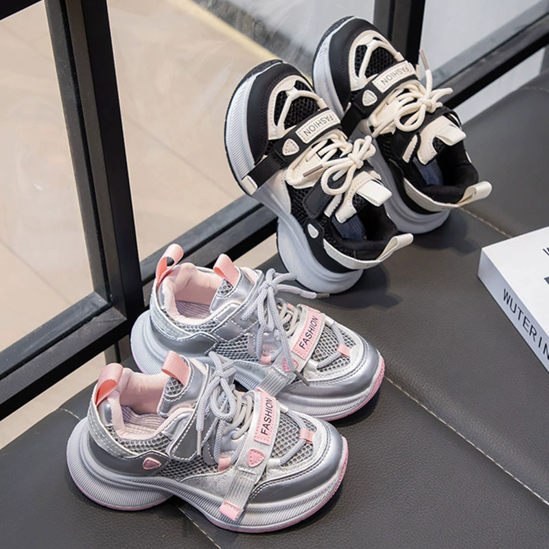 Детская спортивная обувь дышащая детская сетчатая обувь весна осень 2024 новые кроссовки дикая мягкая подошва для девочек