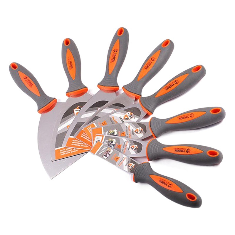 Cuchillo de masilla de pulido fino, espátula de limpieza con mango de plástico, raspador de porcelana de pared pulido, espátula con mango de dos colores, espátula