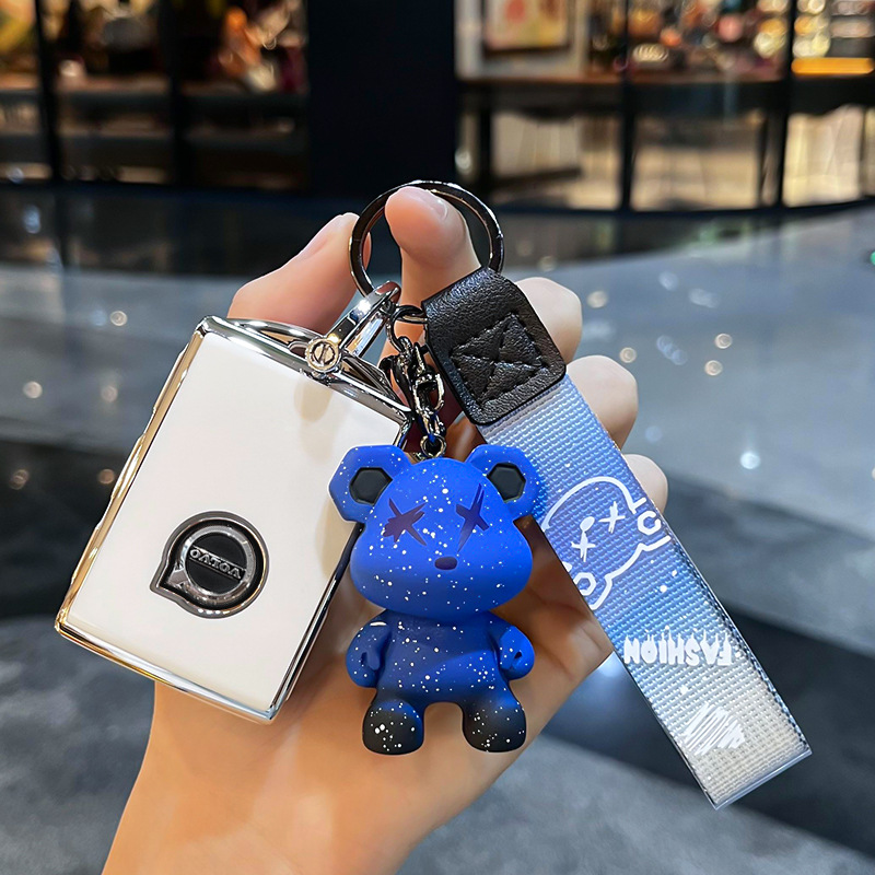 볼보 C-스마트 3 키 [싱글 쉘 화이트] + 블루 폭력 곰 펜던트