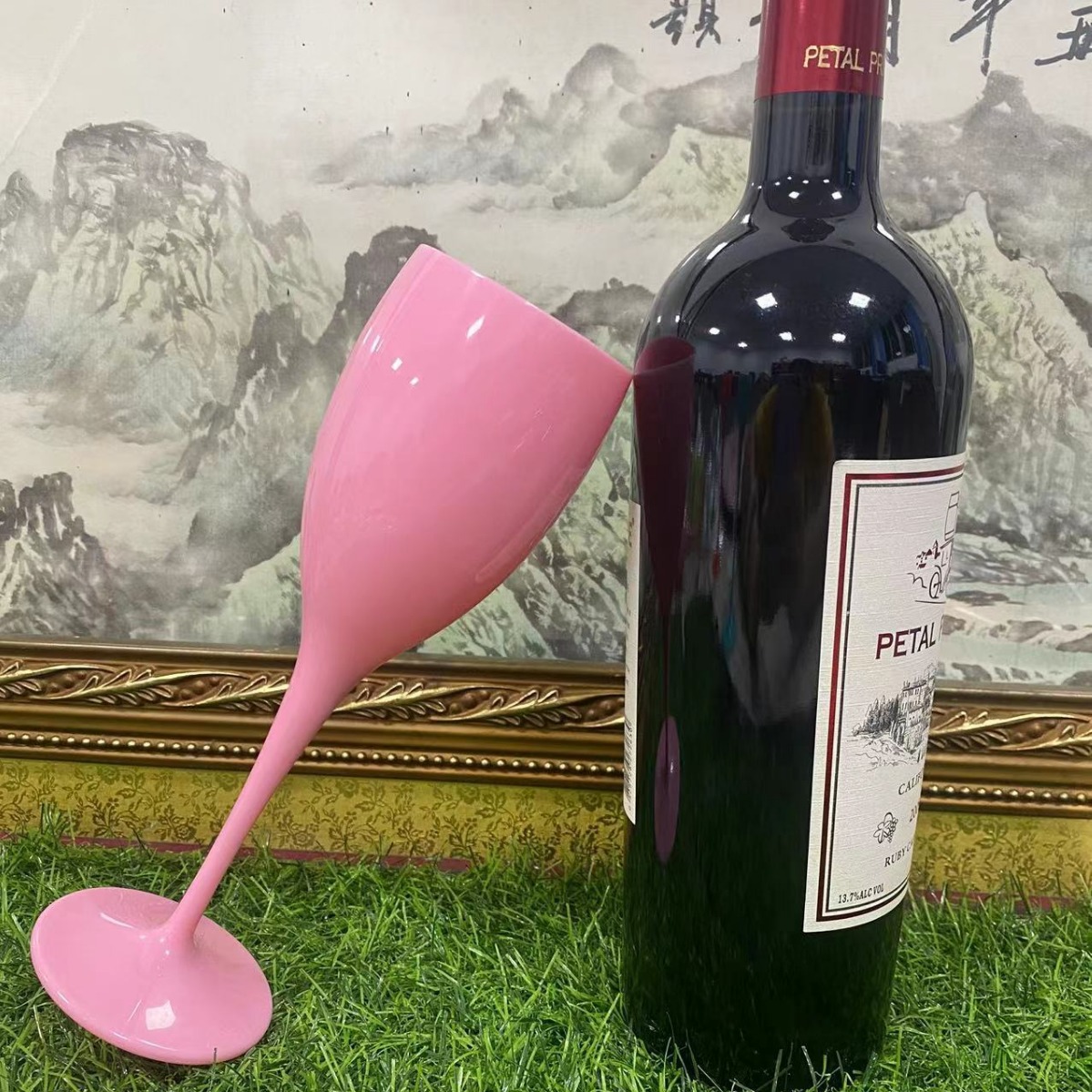 Copa de Champán Alta de Plástico PS, Estilo Europeo y Americano, 180 ml, Transparente, Color Simple, Cambia de Color, Suministro Directo de Fábrica