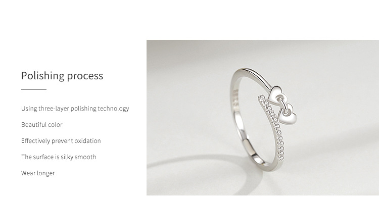 925 Sterling Silver Material 925 Sterling Silver Zircon Heart Shape Rings
