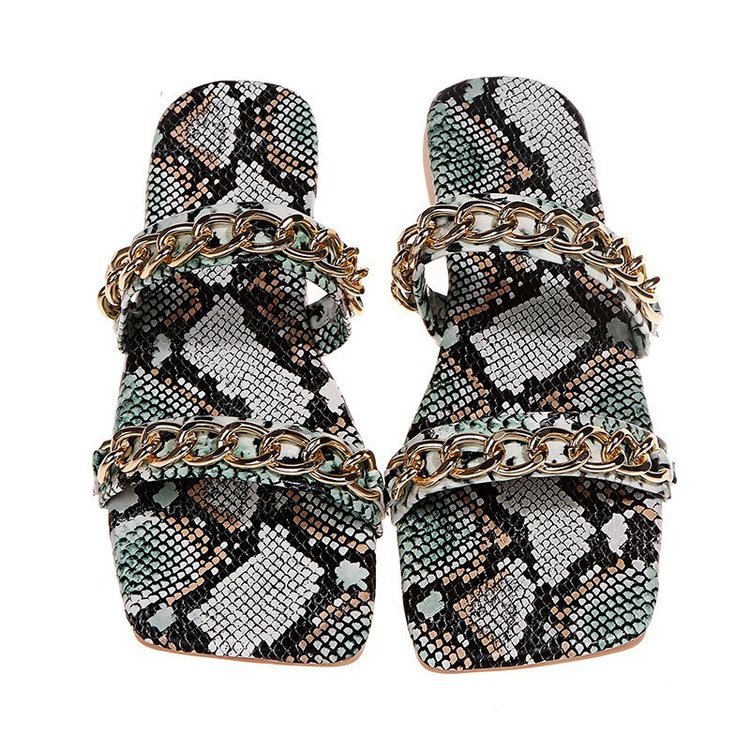 Metal Color Snake Pattern Color Matching Slippers NSJJX67781