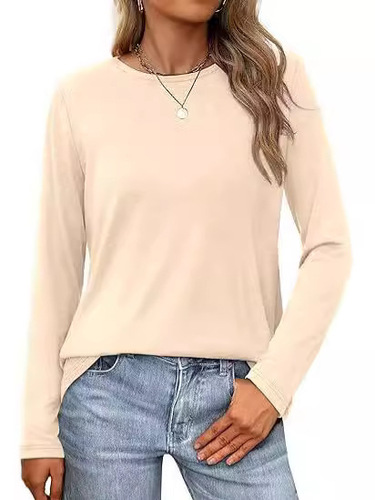 European and American women's clothes, foreign trade bottomed shirt, women's high-end loose round neck, winter large size, milk silk inside T-shirt