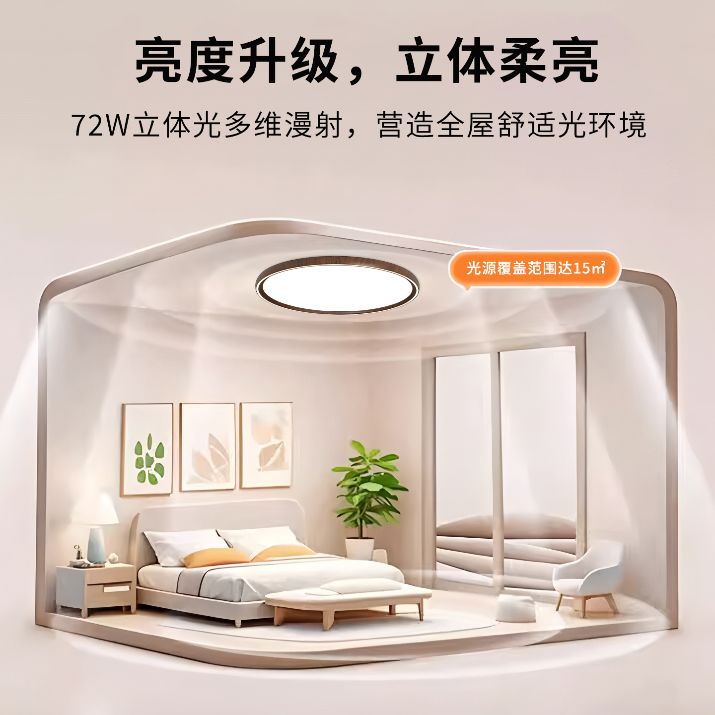 Lámpara de techo para sala de estar, estilo vintage, color nogal, protección para los ojos, accesorios de iluminación Zhongshan, paquete completo para toda la casa 2026, luz LED con regulación gradual.