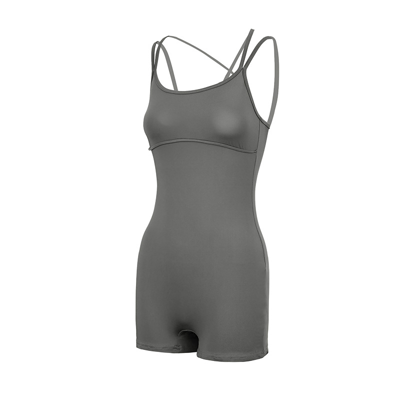 Women's Clothing Women's Sexy Sports Bodysuit Tight Fitting Solid Color Yoga Suspenders Beautiful Back Fitness Romper_ecoleips.com
