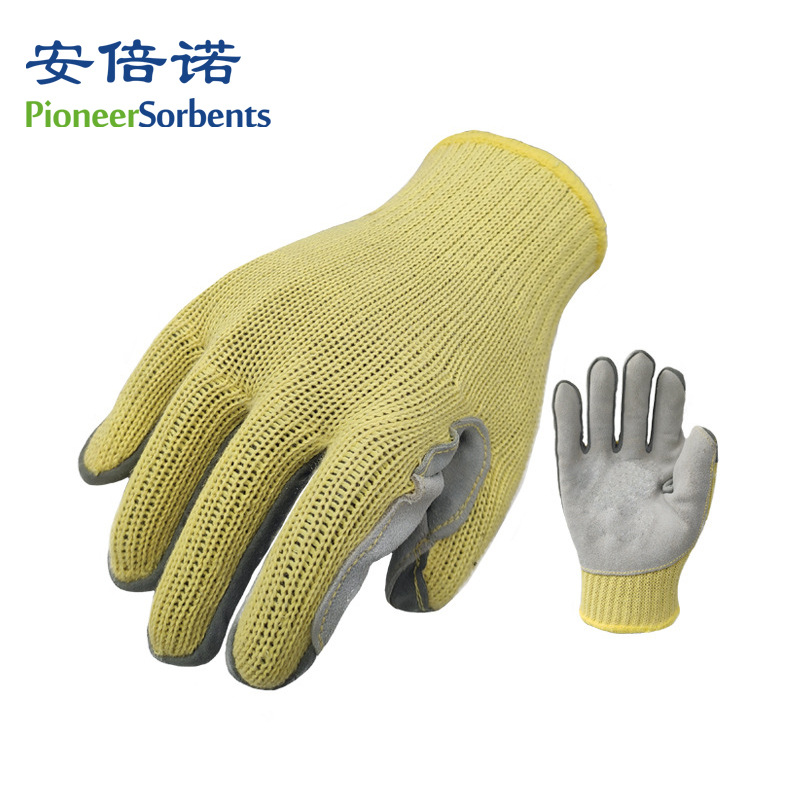 防烫防割手套芳纶贴牛皮耐高温防割5级机械作业劳保防护用品