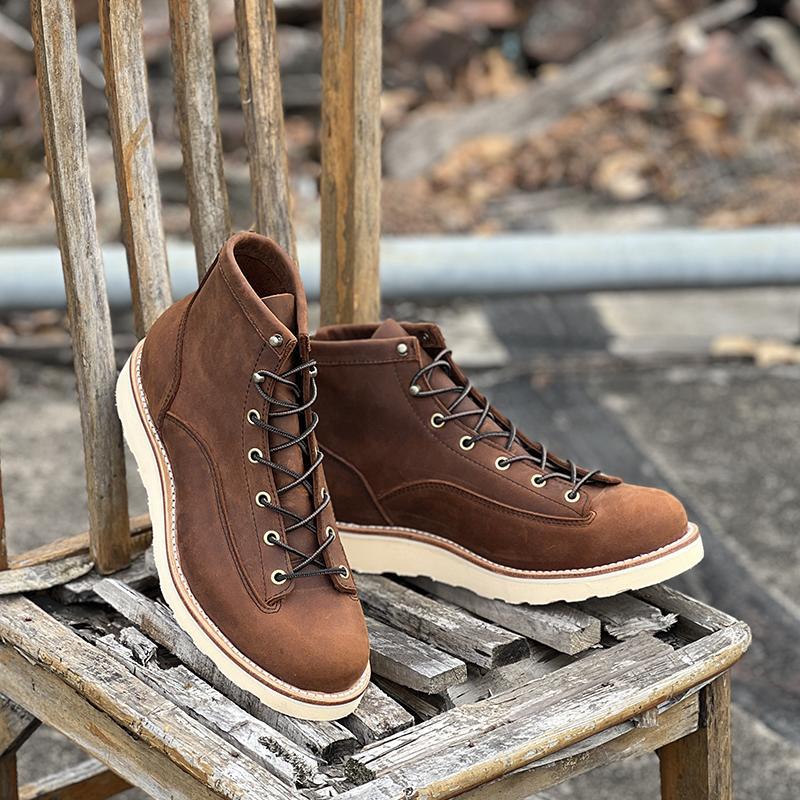 2025新款短脸马丁靴固特异工艺秋冬户外潮牌真皮系带圆头男士工装