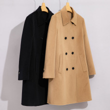 小禾同款双面羊绒大衣女高级感中长款宽松双排扣大衣冬季毛呢外套