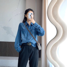 法式高级感！高克重 莱赛尔天丝韩版修身显瘦长袖牛仔衬衫外套女