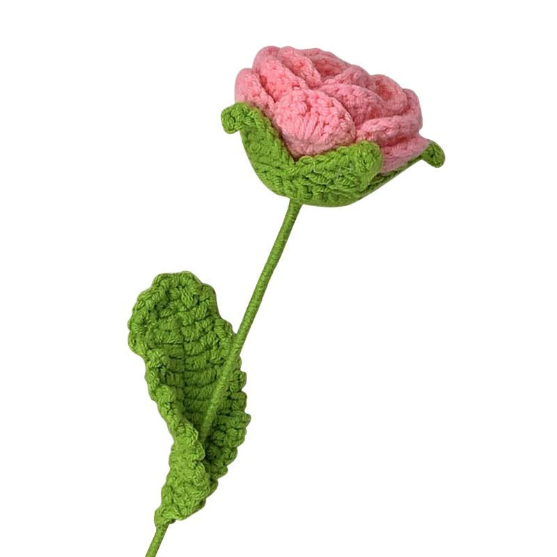 玫瑰花编织花束假花手工钩针仿真花毛线花朵成品情人节教师节礼物|undefined