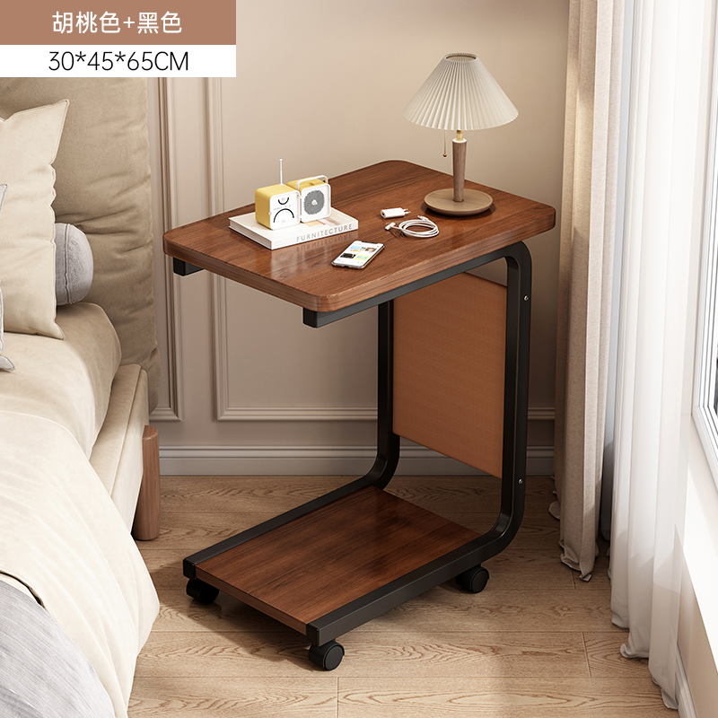 Mesa de computadora móvil mesa de lado de la cama mesa de pierna de madera maciza mesa de almacenamiento de dormitorio pequeño estante mesa de estudio multifuncional