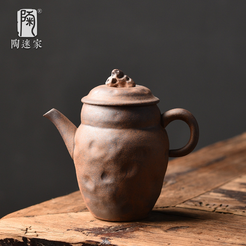 Tao Mi Raw Ore Coarse Pottery Teapot Old Rock Mud Handmade Irregular Pot Household Vintage Tea Set Ceramic Single Pot