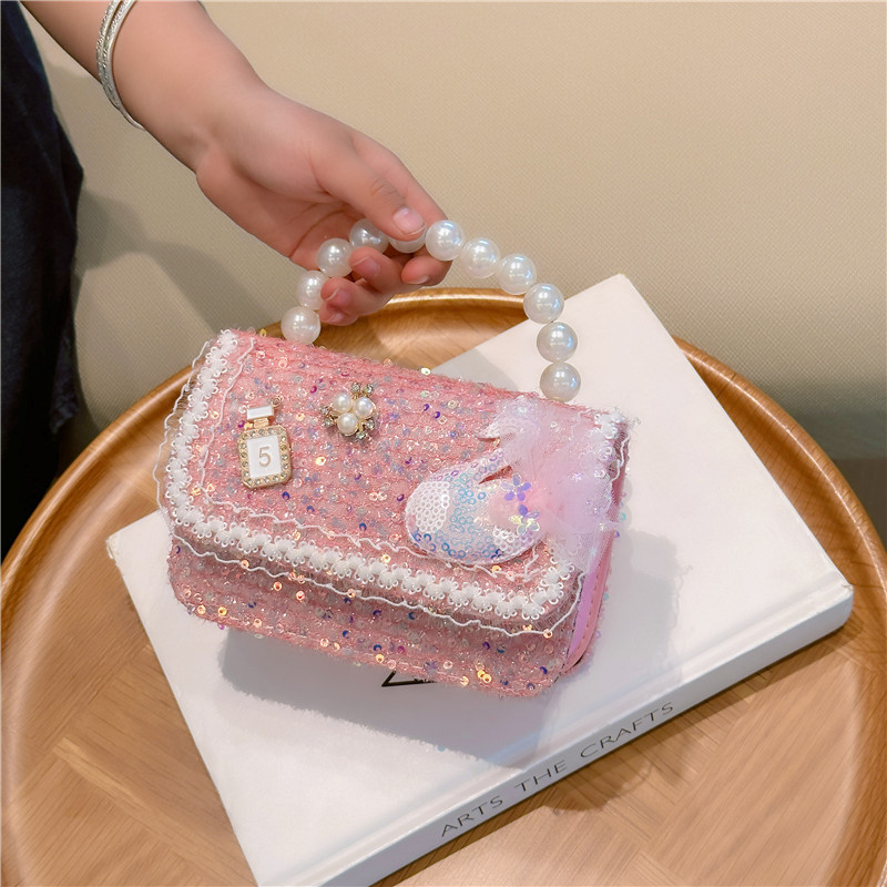 Nuevo estilo occidental de los niños bolsa de estilo de dibujos animados de las muchachas bolsa de mensajero estilo coreano perla bolso niñas monedero