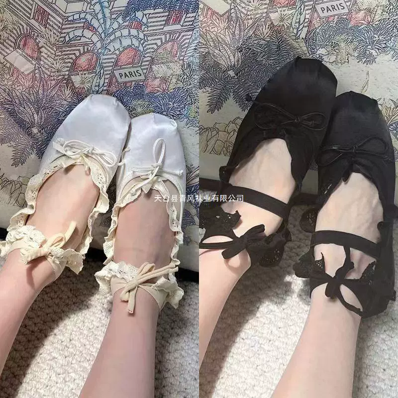 Балет-style кружево, чулочные носки, женские японские девочки Mary Jane балетки с носками