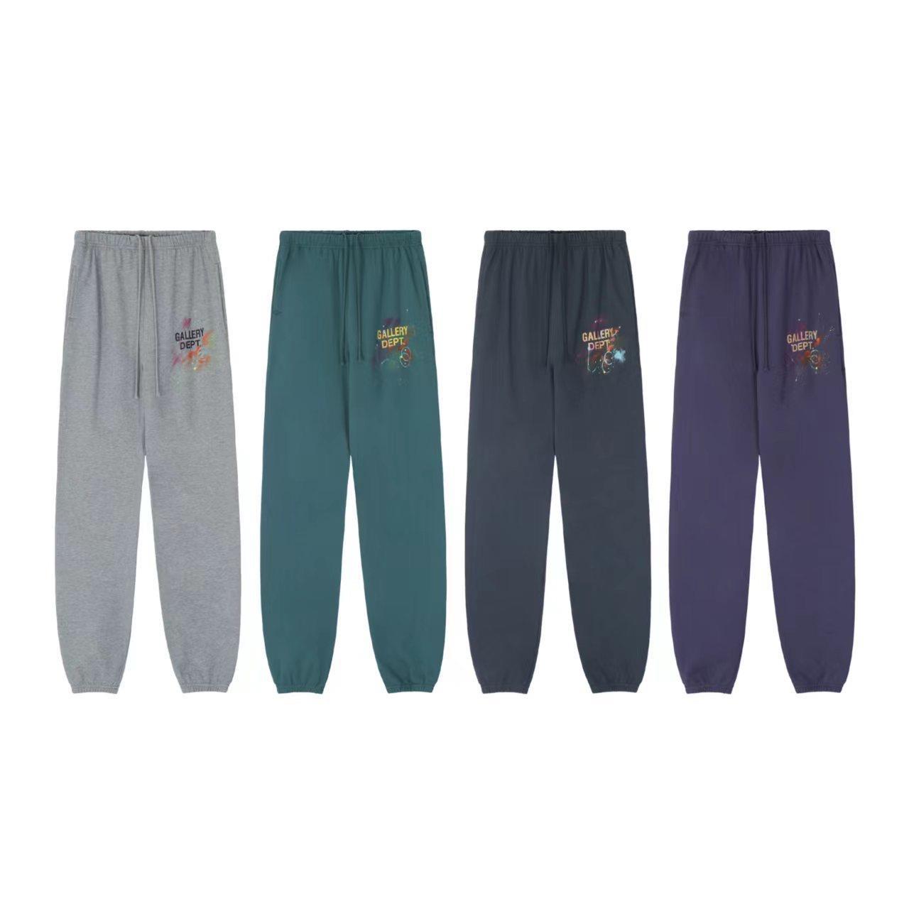 Galería Dept lavado de tinta de salpicaduras de otoño e invierno pantalones forrados de lana de calle alta pantalones de chándal gruesos atados al tobillo Pantalones deportivos hombres