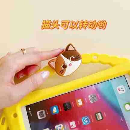 Three-handle Meow Meow case suitable for 2024 Huawei MatePad 11, stand tablet case, iPad 10 silicone protective cover