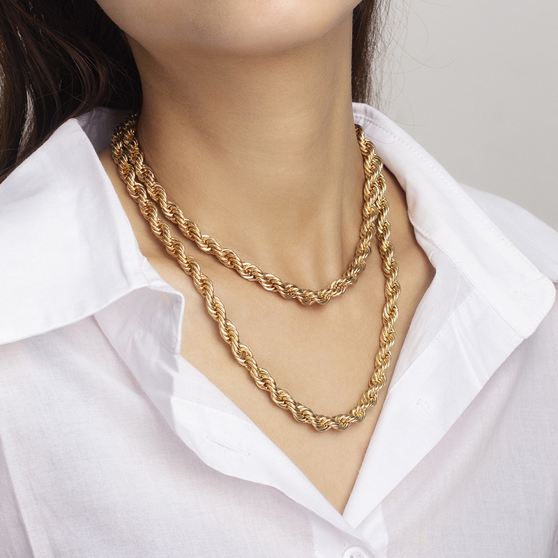 39g Weight Necklace Classification Wedding, Travel Occasion Women'S Gender Fashion Stacked Twist Alloy Necklace Bracelet Set Wholesale 5