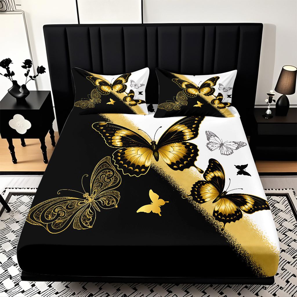 TEMU / JIT transfronterizo varios patrones de mariposa impresión digital de alta definición cama gaza pillow cover kit exclusivo transfronterizo