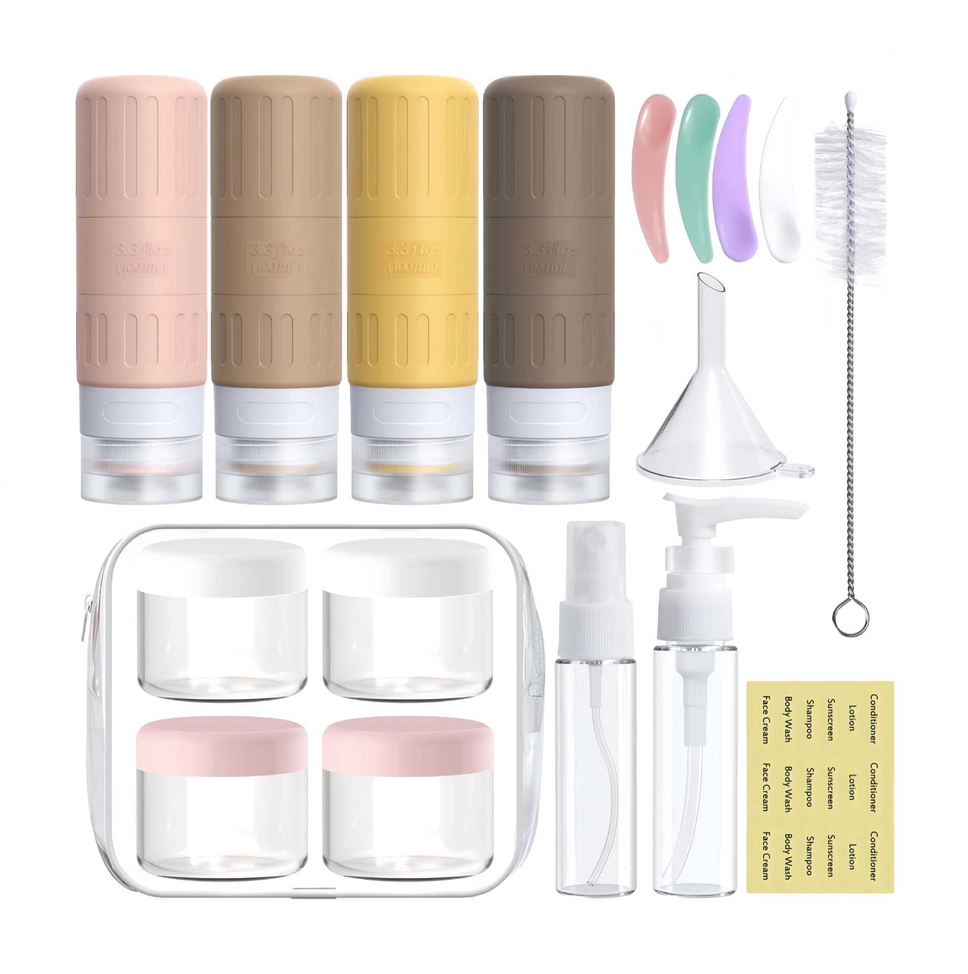 2023 transfronterizo nuevo traje de sub-botella de silicona de 100ml Champú gel de ducha artículos de tocador traje al aire libre