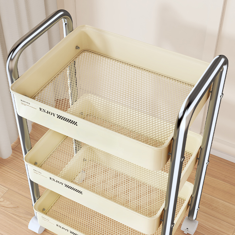 Trolley Storage Rack Floor-Standing Living Room Multi-Layer Functional Baby Bathroom Storage Bookshelf Mobile Snack Storage Rack