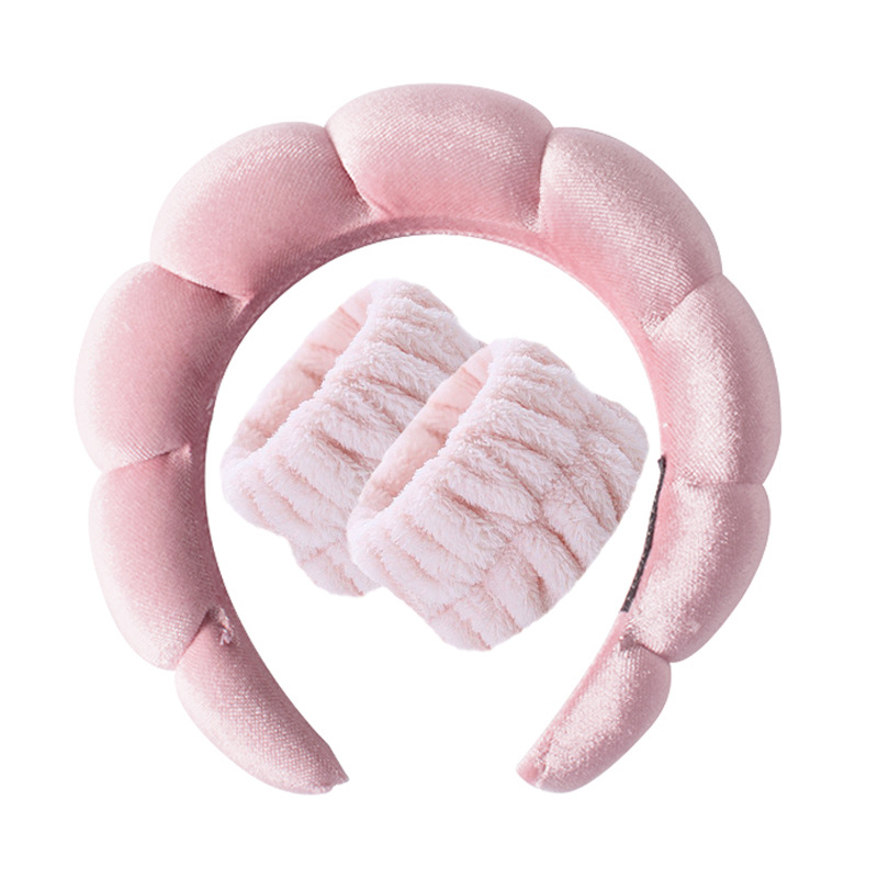 Amazon moda mujer agua ondulación terciopelo SPA diadema mullido pelo banda lavado de cara maquillaje diadema